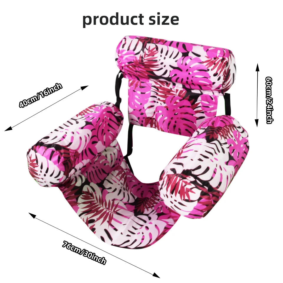Tropical Print Inflatable Pool Lounger Chair with Backrest Floating Lounge for Adults Summer Pool Floats for Parties Relax