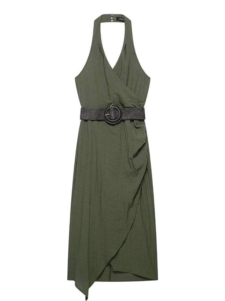 Vestido Assimétrico Verde Oliva