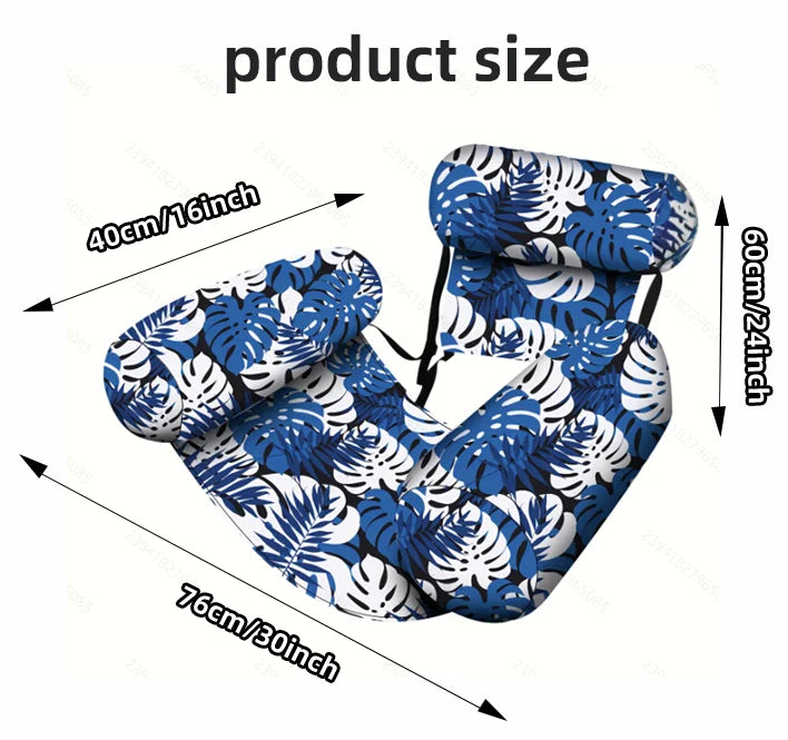 Tropical Print Inflatable Pool Lounger Chair with Backrest Floating Lounge for Adults Summer Pool Floats for Parties Relax