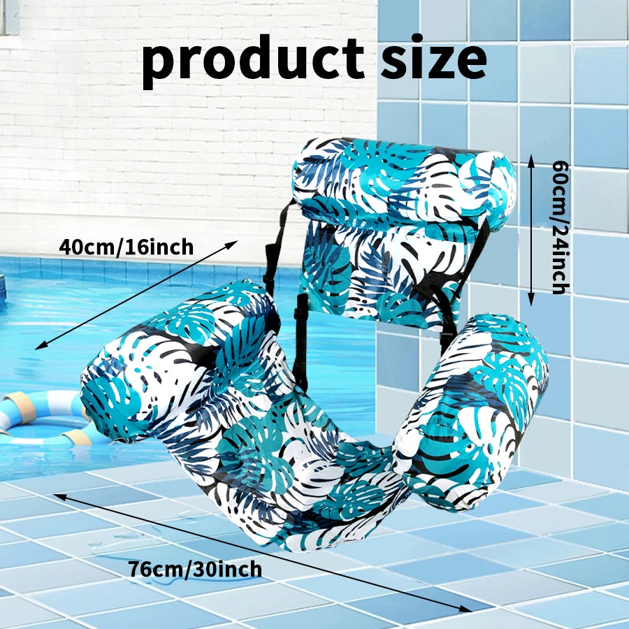 Tropical Print Inflatable Pool Lounger Chair with Backrest Floating Lounge for Adults Summer Pool Floats for Parties Relax