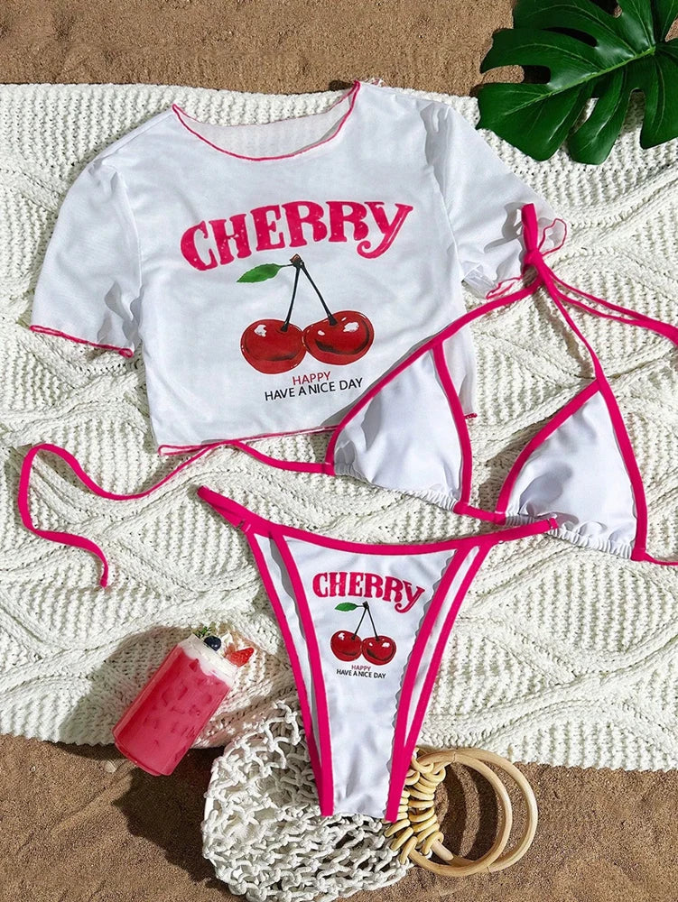 Fato de Banho Padrão Cereja