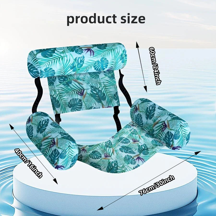 Tropical Print Inflatable Pool Lounger Chair with Backrest Floating Lounge for Adults Summer Pool Floats for Parties Relax
