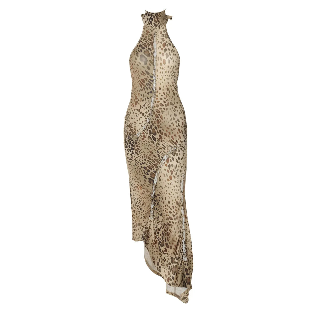 Vestido Halter Padrão Leopardo
