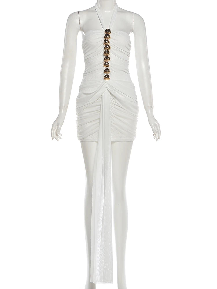 Vestido Malha Fina com Metal