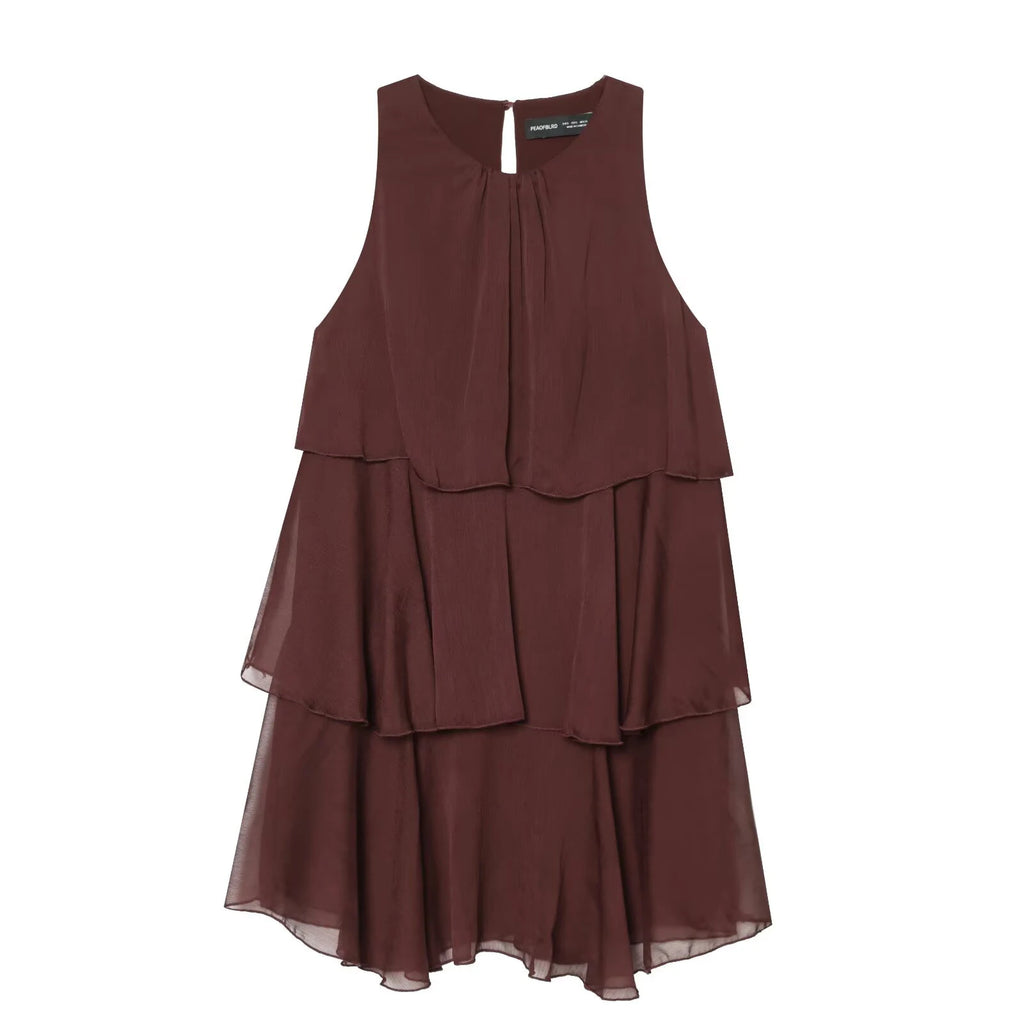 Women's 2026 new summer fashion round neck personalized temperament slimming and hanging sleeveless cake skirt