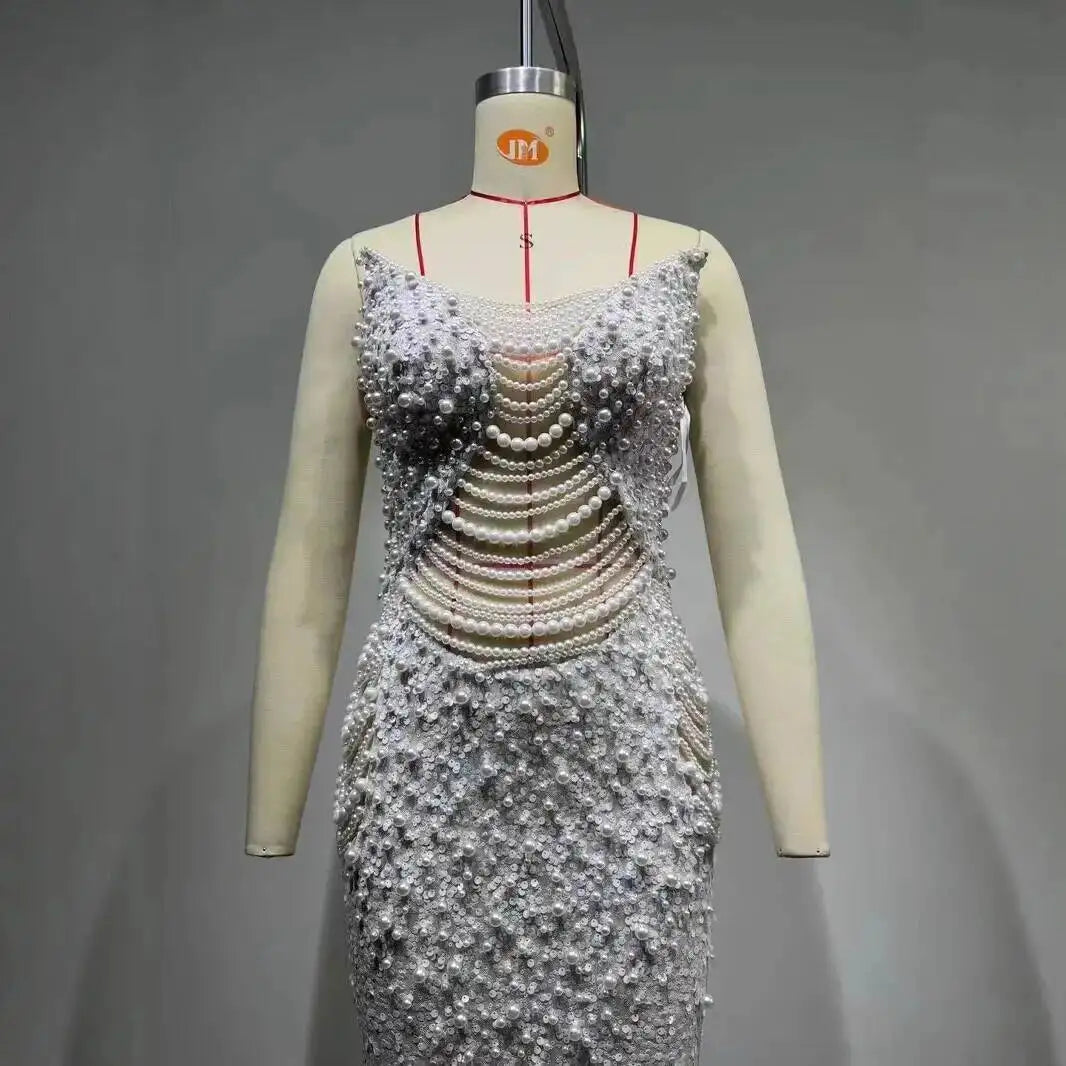 Vestido Corpete com Pérolas