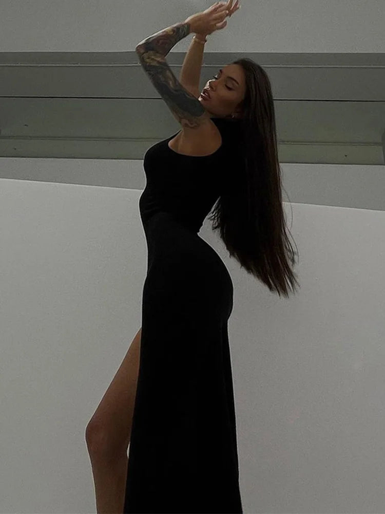 Vestido Longo com Fenda Lateral
