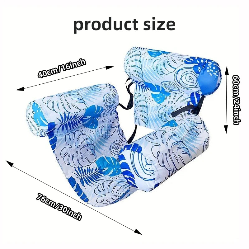 Tropical Print Inflatable Pool Lounger Chair with Backrest Floating Lounge for Adults Summer Pool Floats for Parties Relax