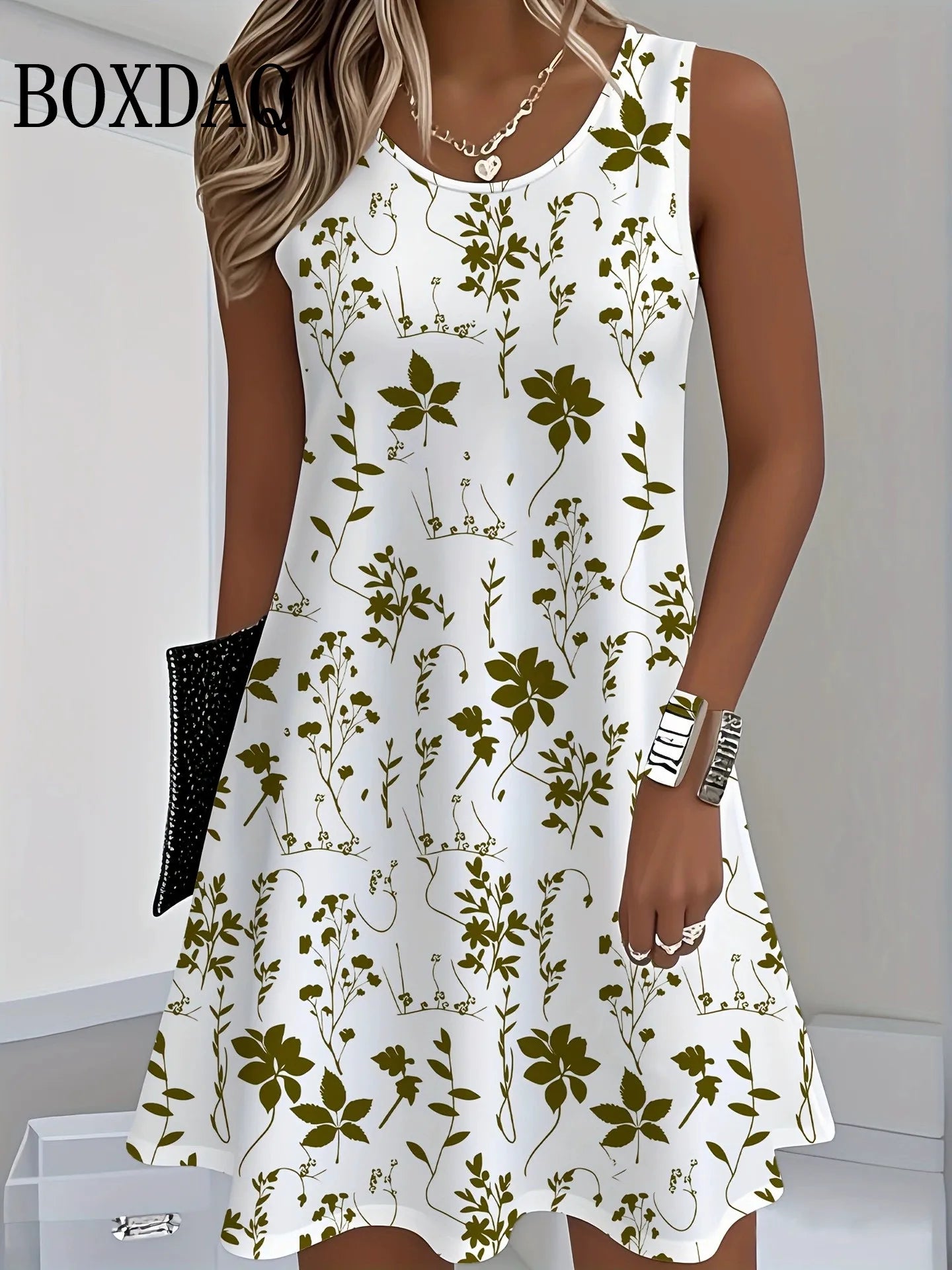 Sommerkleid mit 3D-Blumendruck / Robe d'été à imprimé floral 3D