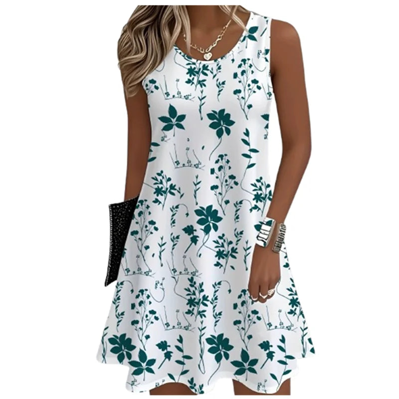 Sommerkleid mit 3D-Blumendruck / Robe d'été à imprimé floral 3D