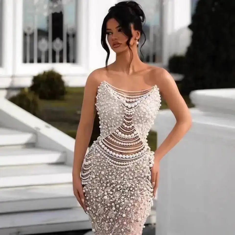 Vestido Corpete com Pérolas