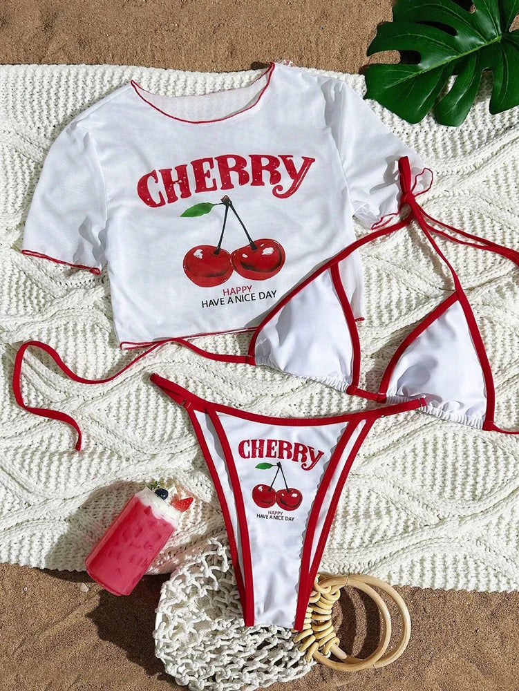 Fato de Banho Padrão Cereja