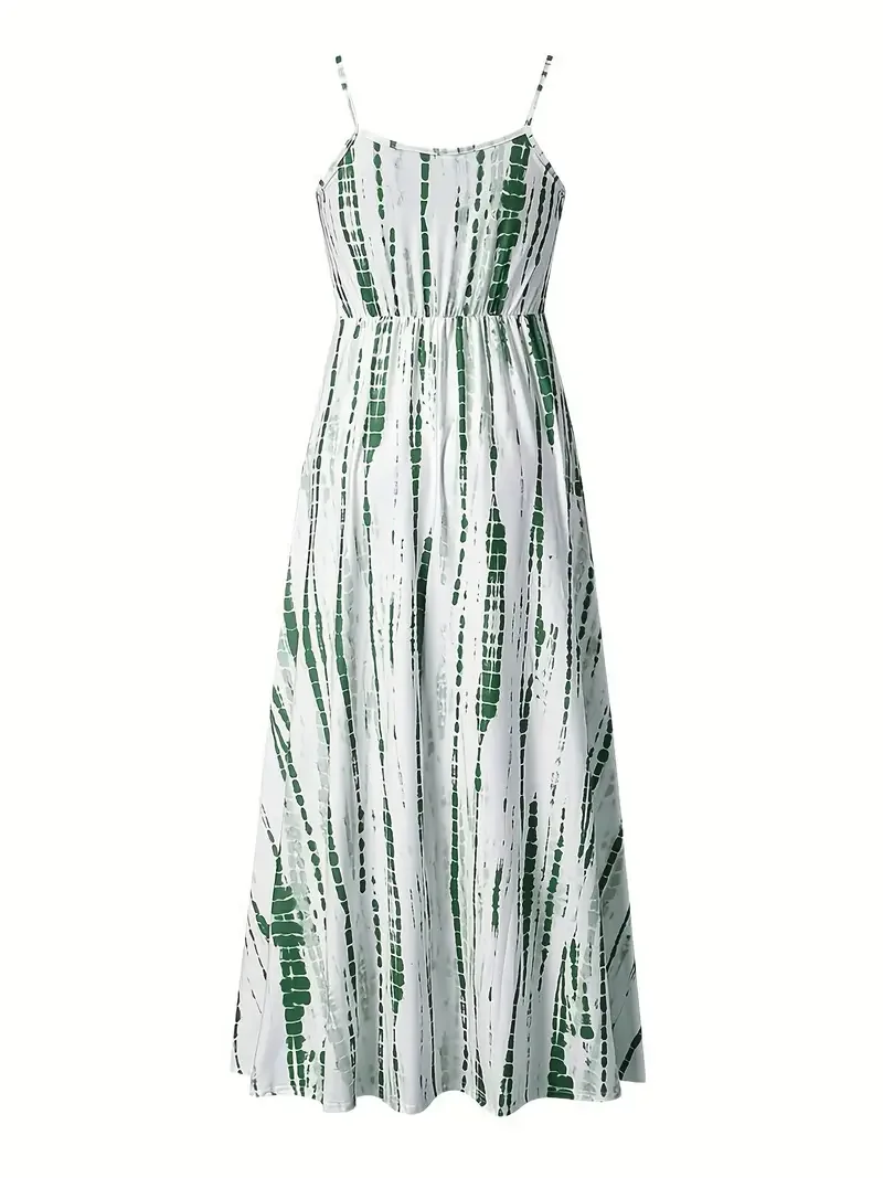 Sexy Graphic Print Maxi Dress with High Waist and V-Neck for Women