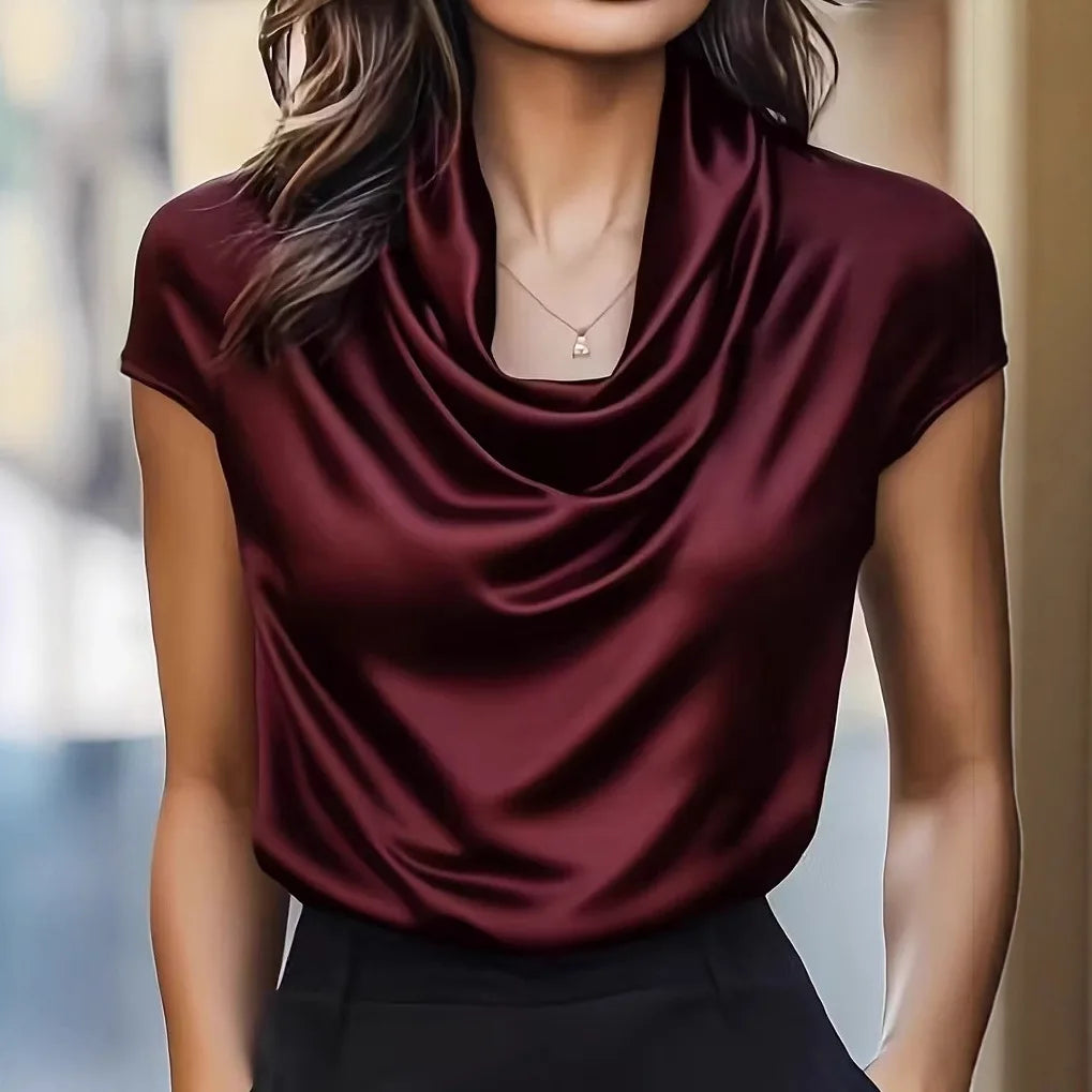 Blusa Drapeada em Cetim Crepe